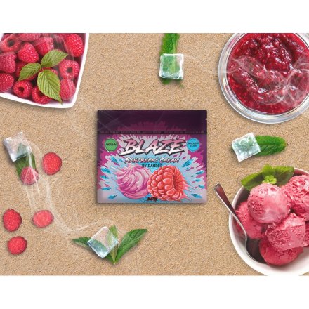 Купить Бестабачная смесь Blaze Raspberry Cream (Малиновое Мороженное) 50гр
