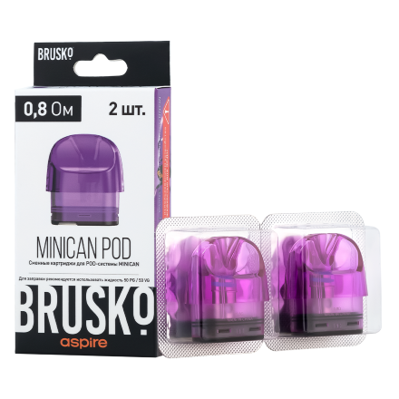 Купить Картридж BRUSKO Minican Фиолетовый 3ml/0.8omh - 2pcs