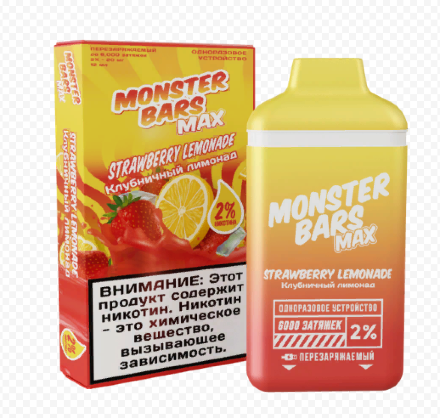 Купить Monster bars Strawberry Lemonade 6000 puffs (M)