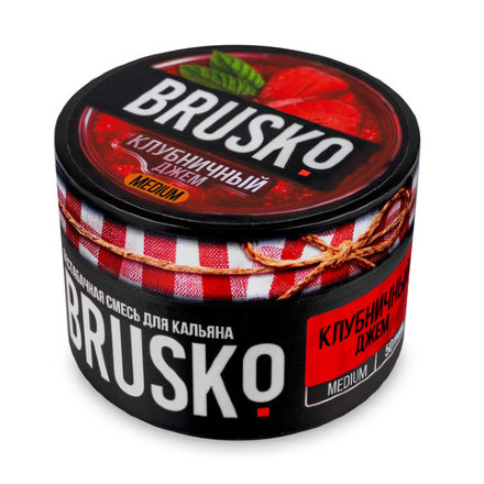 Купить Бестабачная смесь для кальяна Brusko - клубничный джем 50 гр.
